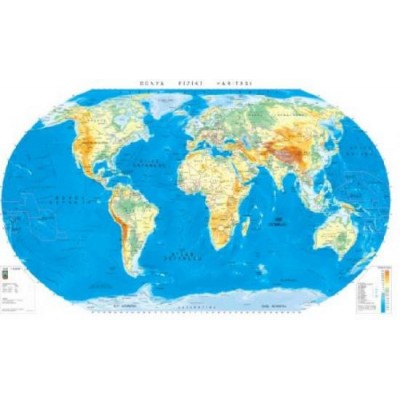 Dünya Fiziki Haritası Alüminyum Çerçeveli