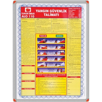 Yangın Talimatı Metal Çerçeve 50x70