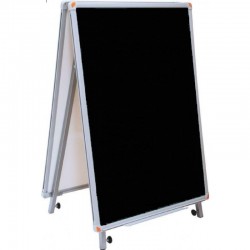 Çatı Tipi Çift Taraflı Siyah Kara Tahta 50x70 cm | Ayaklı Menü Panosu